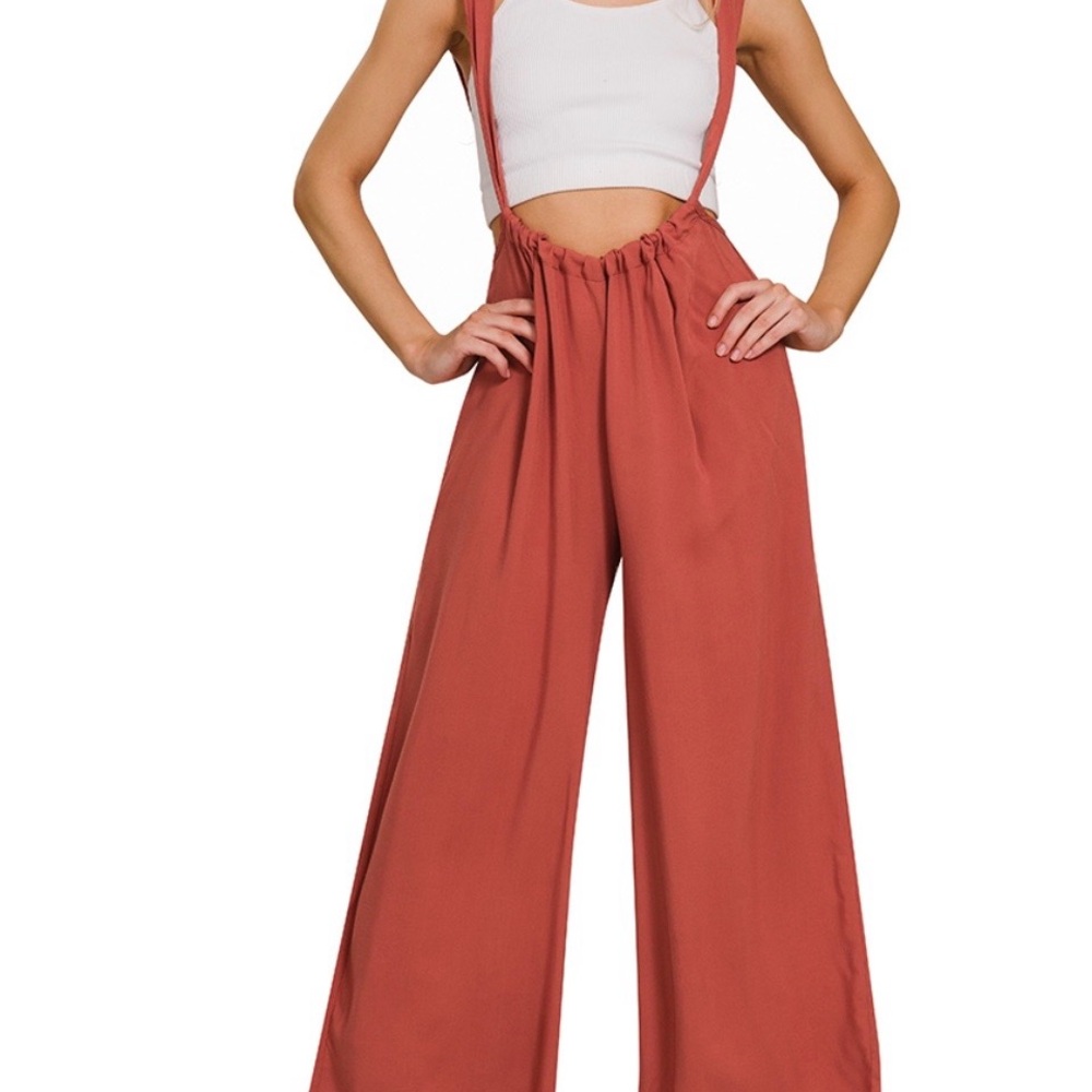 Zenana Outfitters Terracotta Wide-Leg Jumpsuit